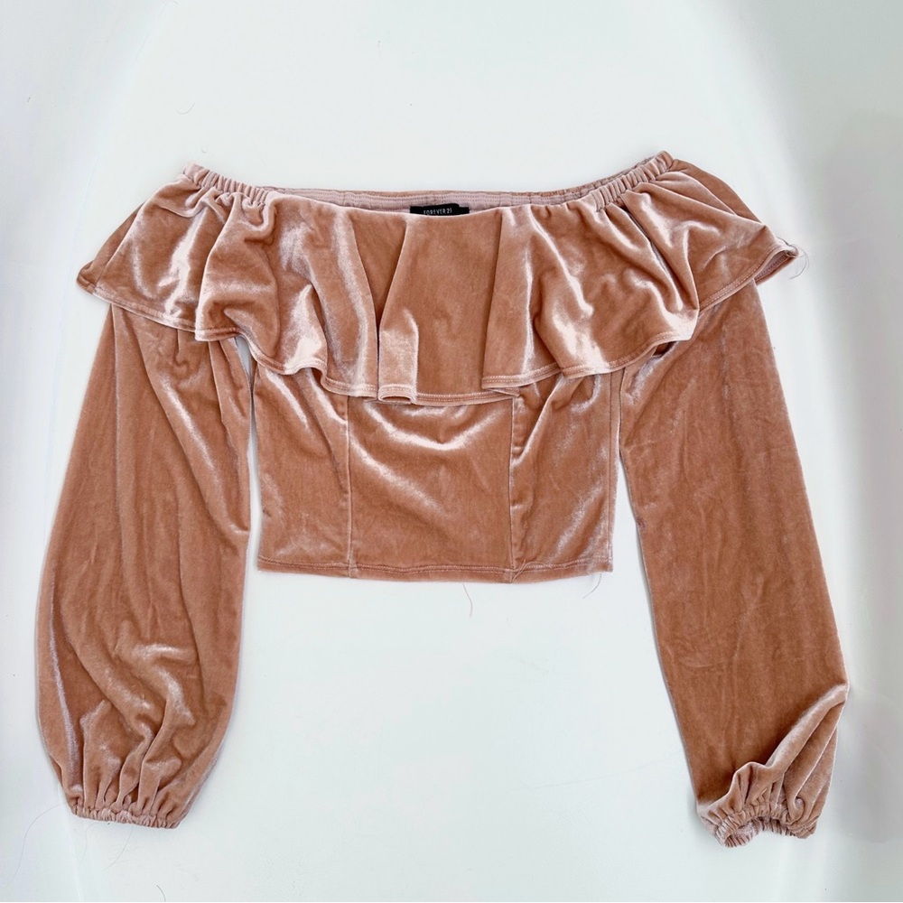 Forever 21 Velvet Off-Shoulder Blouse - Brown